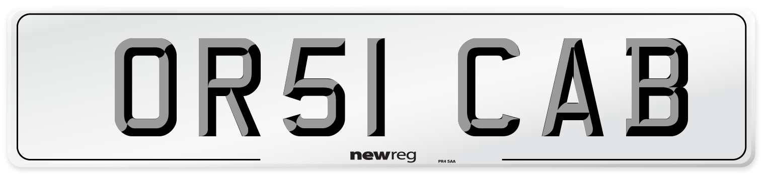 OR51 CAB Number Plate from New Reg